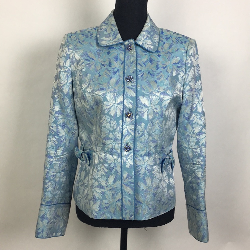 NIPON BOUTIQUE Woman’s Blazer Blue Floral Size 8